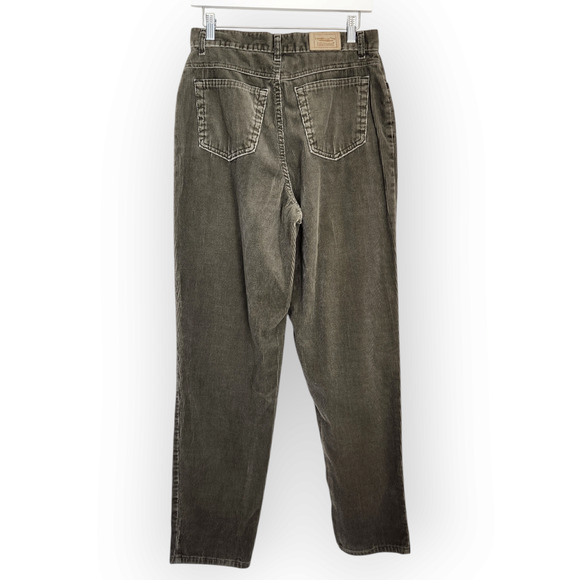 Vintage LL Bean Double L Green Corduroy High Waisted Tapered Leg Pants 6 - Picture 6 of 9